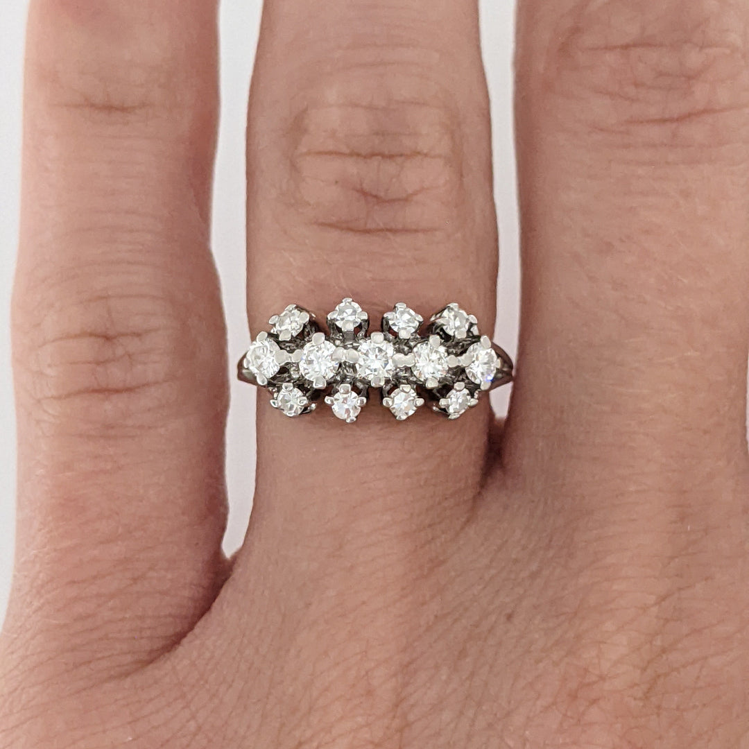 14K WHITE .46 CARAT TOTAL WEIGHT VS1 H DIAMOND ROUND (13) CLUSTER ESTATE RING 2.7 GRAMS