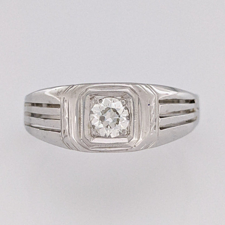 14K WHITE .30 CARAT TOTAL VS1 K DIAMOND ROUND (1) LINED SHANK ESTATE RING 5.1 GRAMS