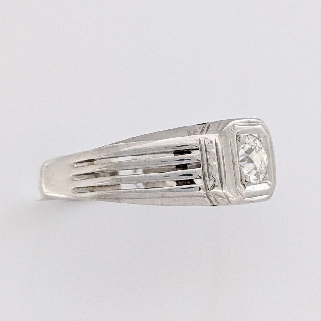 14K WHITE .30 CARAT TOTAL VS1 K DIAMOND ROUND (1) LINED SHANK ESTATE RING 5.1 GRAMS