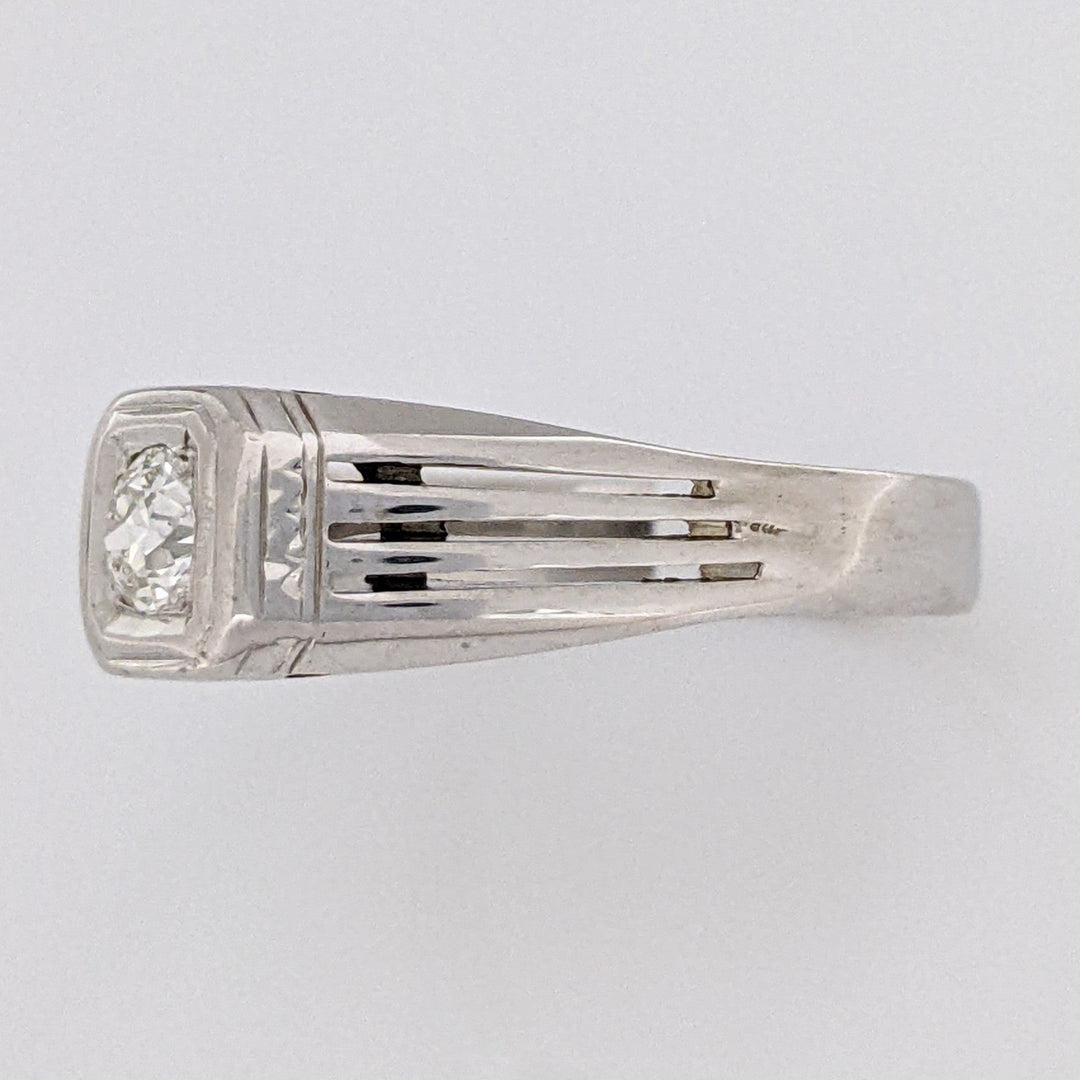 14K WHITE .30 CARAT TOTAL VS1 K DIAMOND ROUND (1) LINED SHANK ESTATE RING 5.1 GRAMS