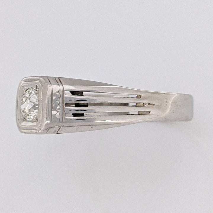 14K WHITE .30 CARAT TOTAL VS1 K DIAMOND ROUND (1) LINED SHANK ESTATE RING 5.1 GRAMS
