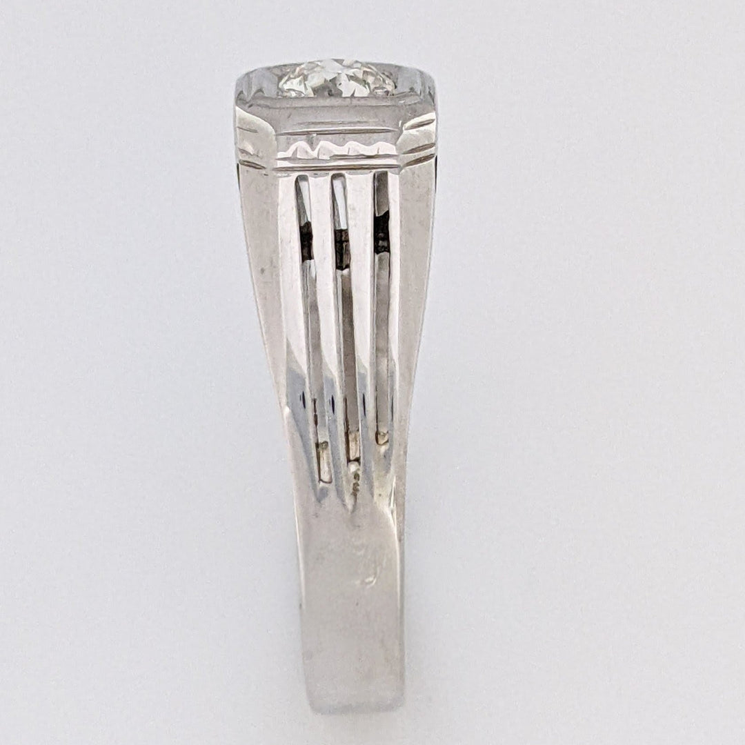 14K WHITE .30 CARAT TOTAL VS1 K DIAMOND ROUND (1) LINED SHANK ESTATE RING 5.1 GRAMS