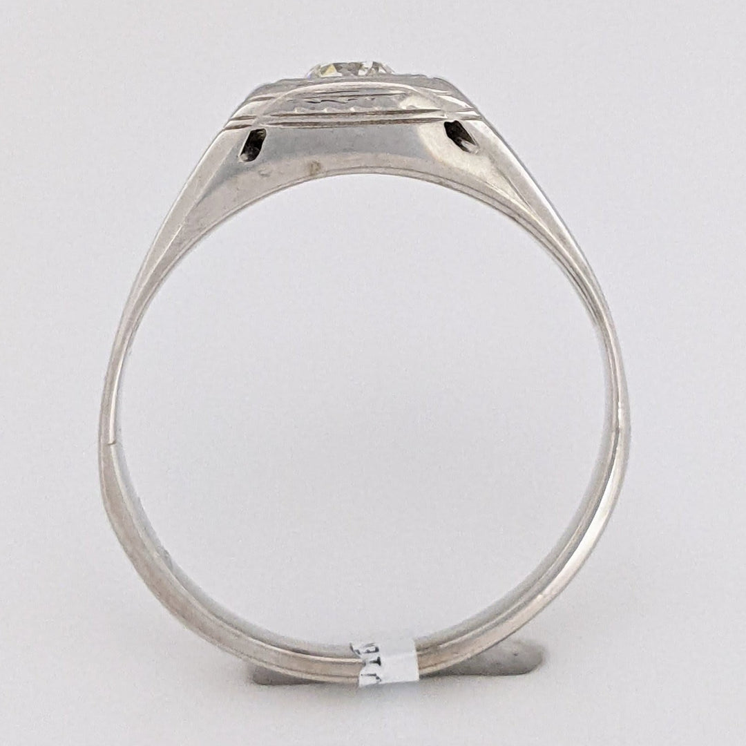 14K WHITE .30 CARAT TOTAL VS1 K DIAMOND ROUND (1) LINED SHANK ESTATE RING 5.1 GRAMS