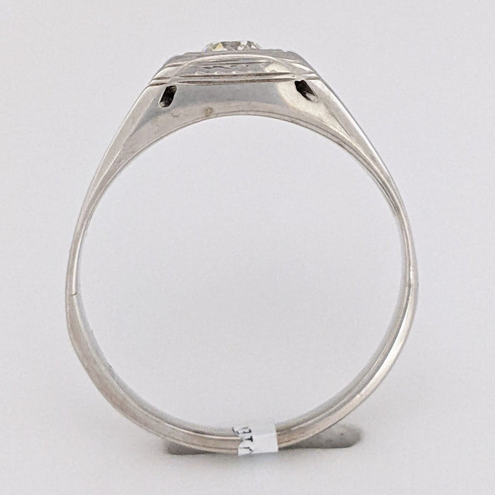 14K WHITE .30 CARAT TOTAL VS1 K DIAMOND ROUND (1) LINED SHANK ESTATE RING 5.1 GRAMS