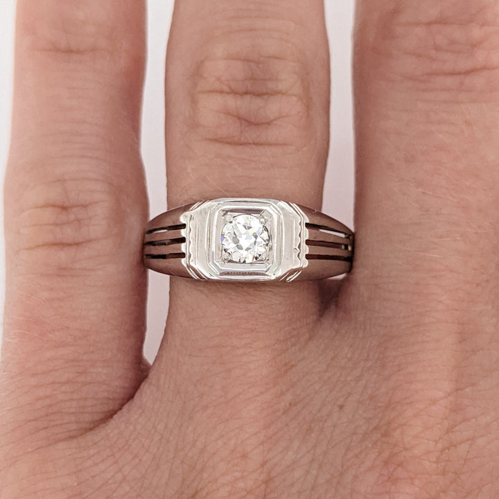 14K WHITE .30 CARAT TOTAL VS1 K DIAMOND ROUND (1) LINED SHANK ESTATE RING 5.1 GRAMS