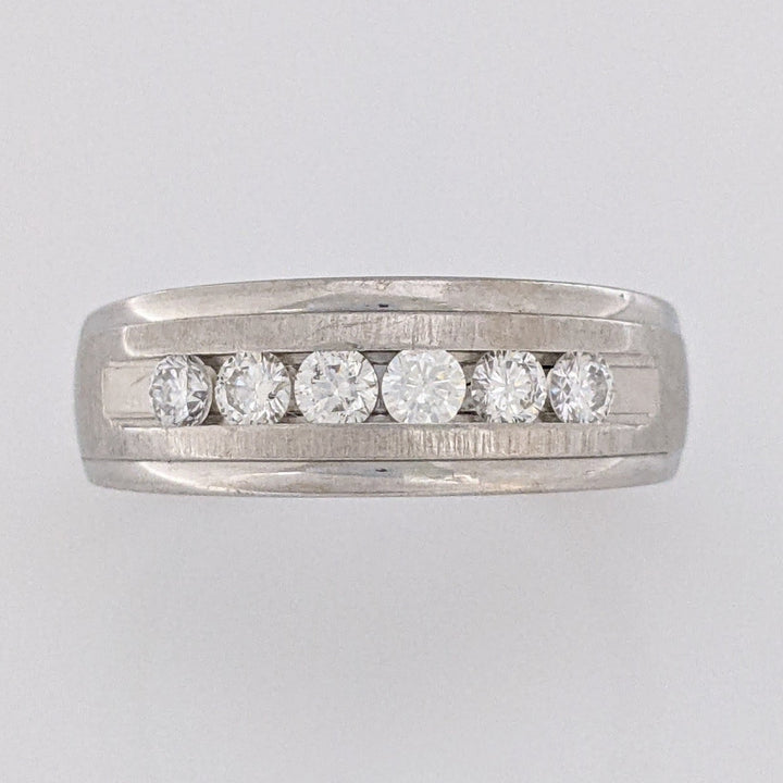 14K WHITE .48 CARAT TOTAL WEIGHT SI1 I DIAMOND ROUND (6) ESTATE CHANNEL BAND 6.7 GRAMS