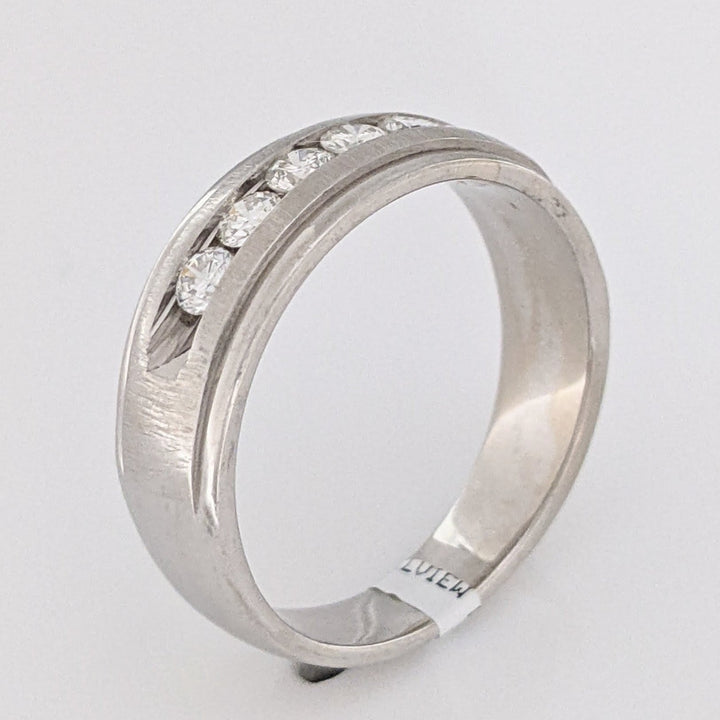 14K WHITE .48 CARAT TOTAL WEIGHT SI1 I DIAMOND ROUND (6) ESTATE CHANNEL BAND 6.7 GRAMS