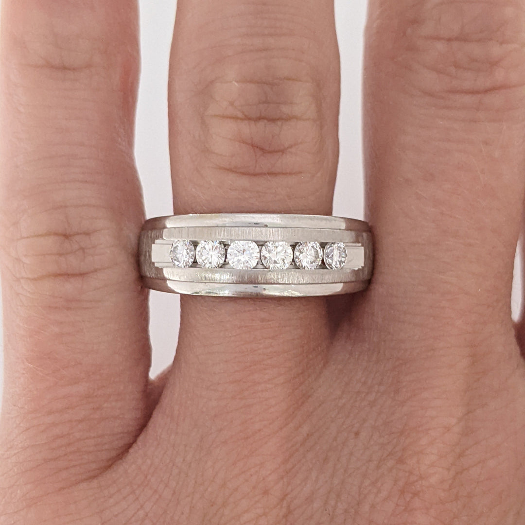 14K WHITE .48 CARAT TOTAL WEIGHT SI1 I DIAMOND ROUND (6) ESTATE CHANNEL BAND 6.7 GRAMS