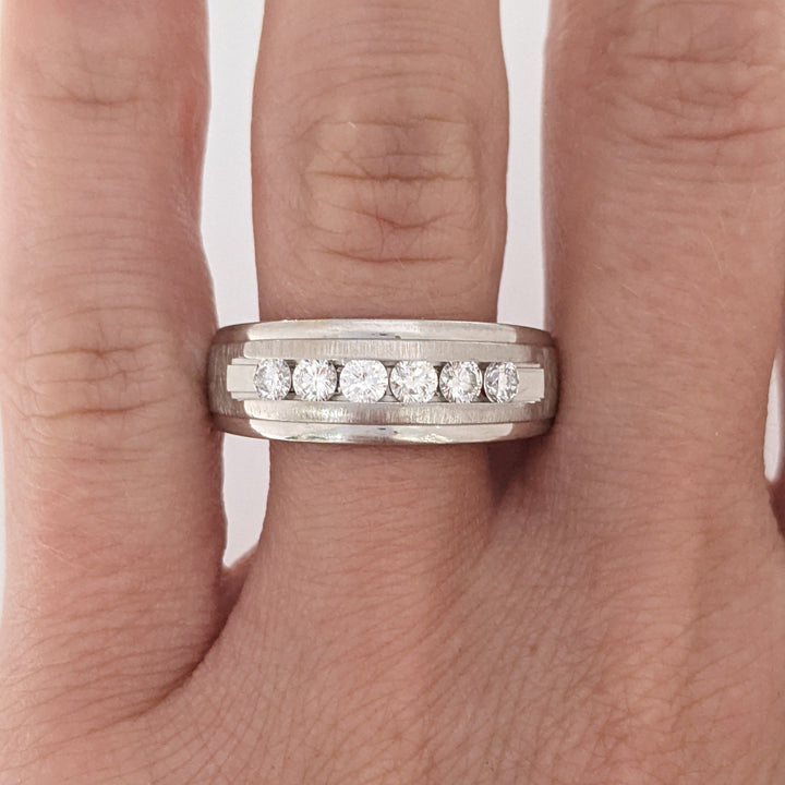 14K WHITE .48 CARAT TOTAL WEIGHT SI1 I DIAMOND ROUND (6) ESTATE CHANNEL BAND 6.7 GRAMS