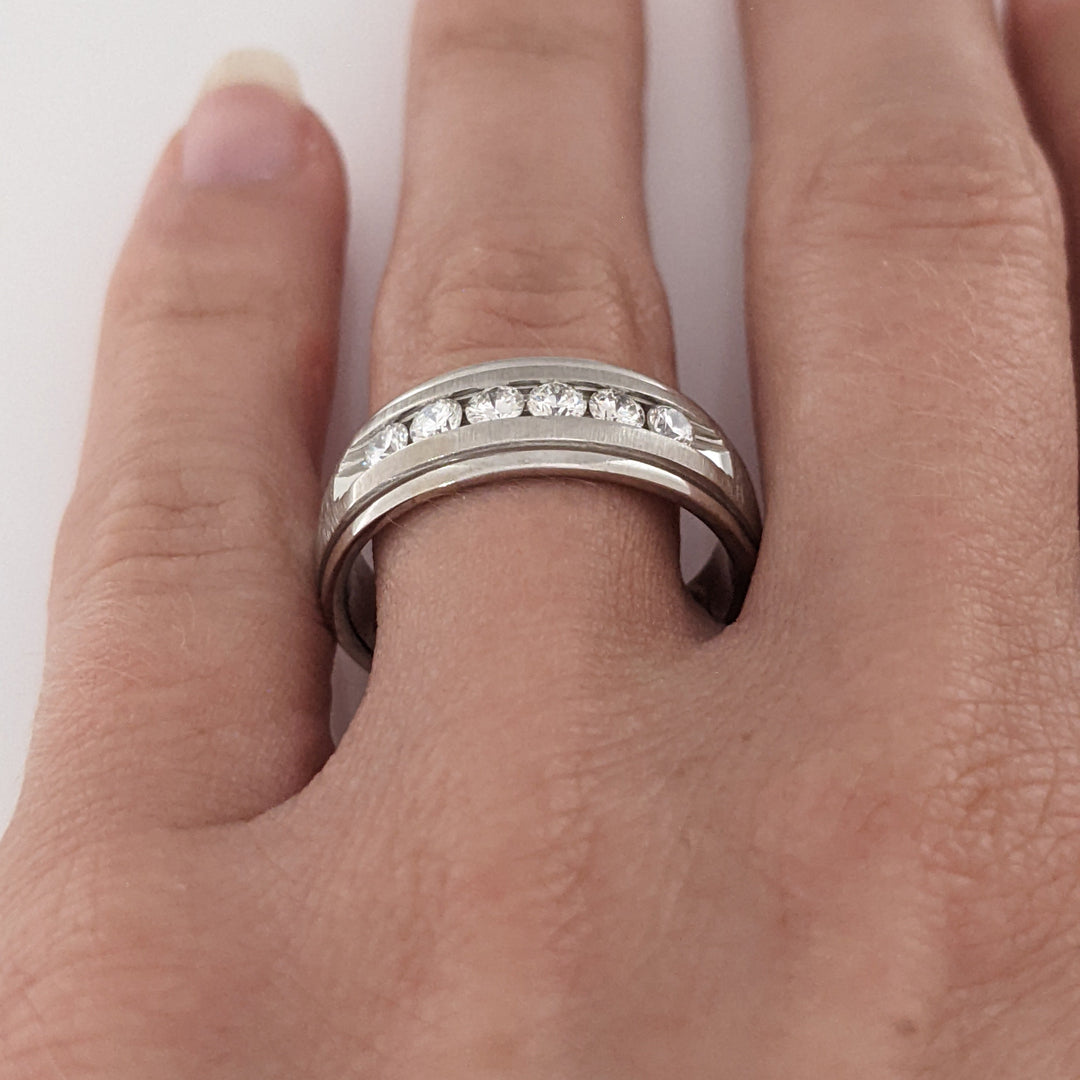 14K WHITE .48 CARAT TOTAL WEIGHT SI1 I DIAMOND ROUND (6) ESTATE CHANNEL BAND 6.7 GRAMS