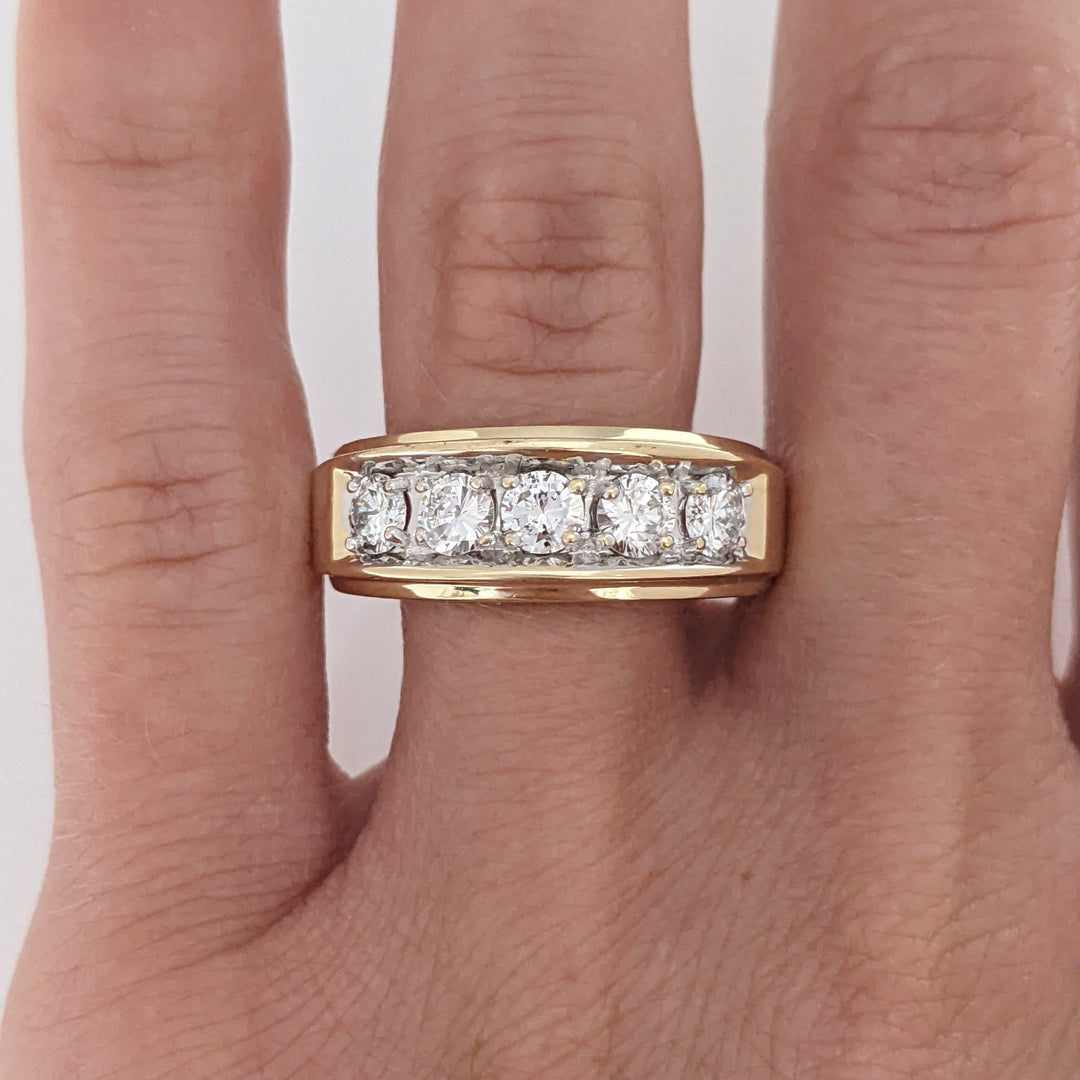 14K .95 CARAT TOTAL WEIGHT I1 H DIAMOND ROUND (5) ESTATE BAND 9.6 GRAMS