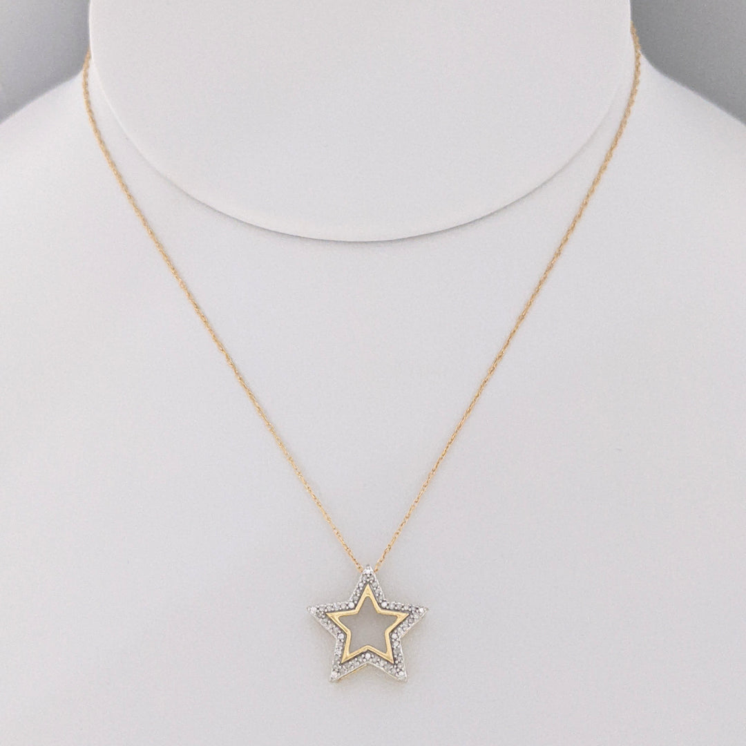 10K .20 CARAT TOTAL WEIGHT DIAMOND ROUND (40) OPEN STAR ESTATE PENDANT & CHAIN 1.2 GRAMS