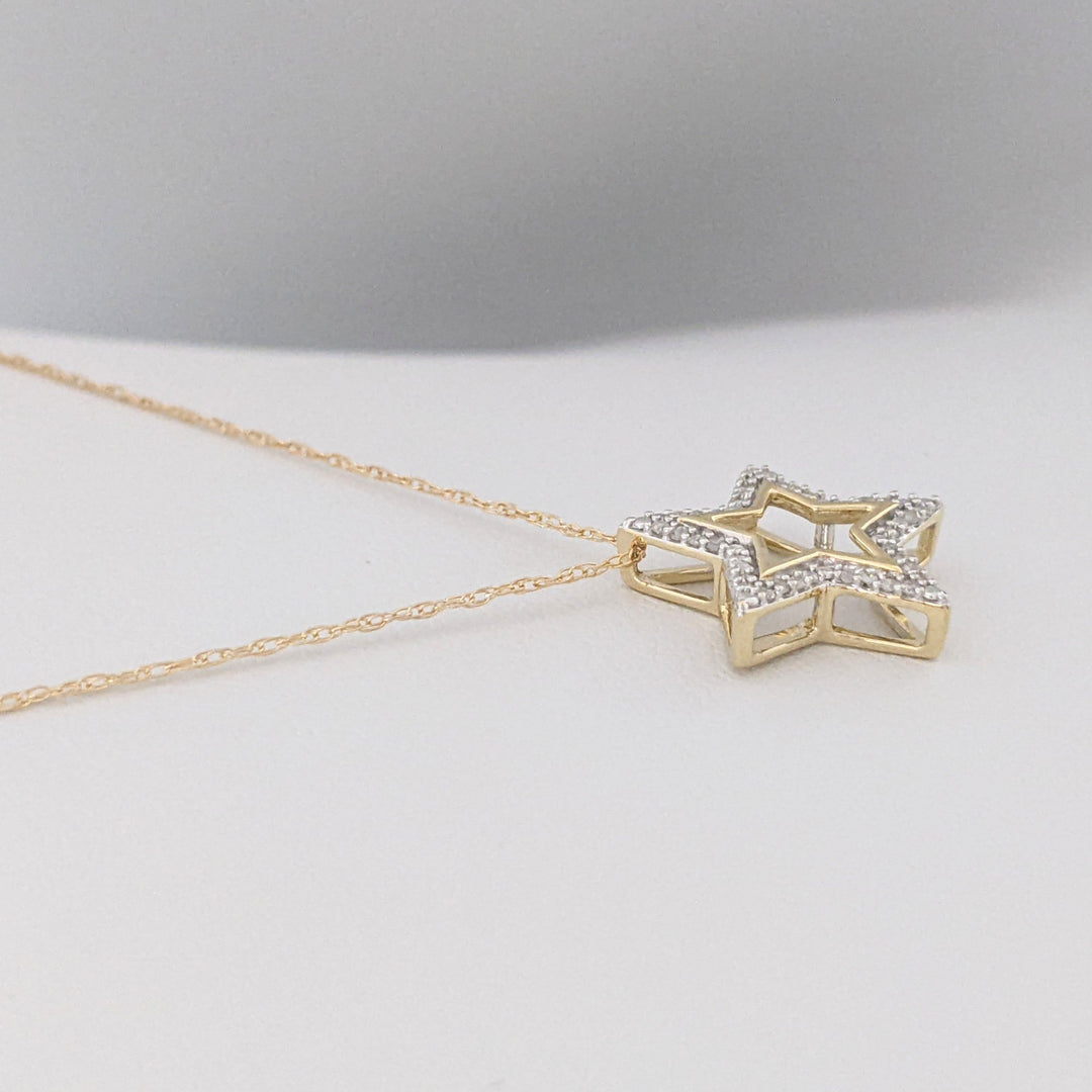 10K .20 CARAT TOTAL WEIGHT DIAMOND ROUND (40) OPEN STAR ESTATE PENDANT & CHAIN 1.2 GRAMS