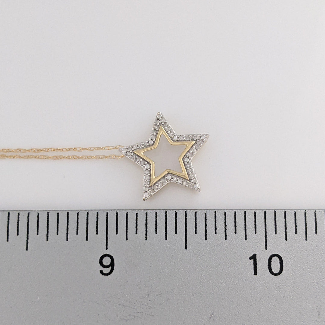 10K .20 CARAT TOTAL WEIGHT DIAMOND ROUND (40) OPEN STAR ESTATE PENDANT & CHAIN 1.2 GRAMS