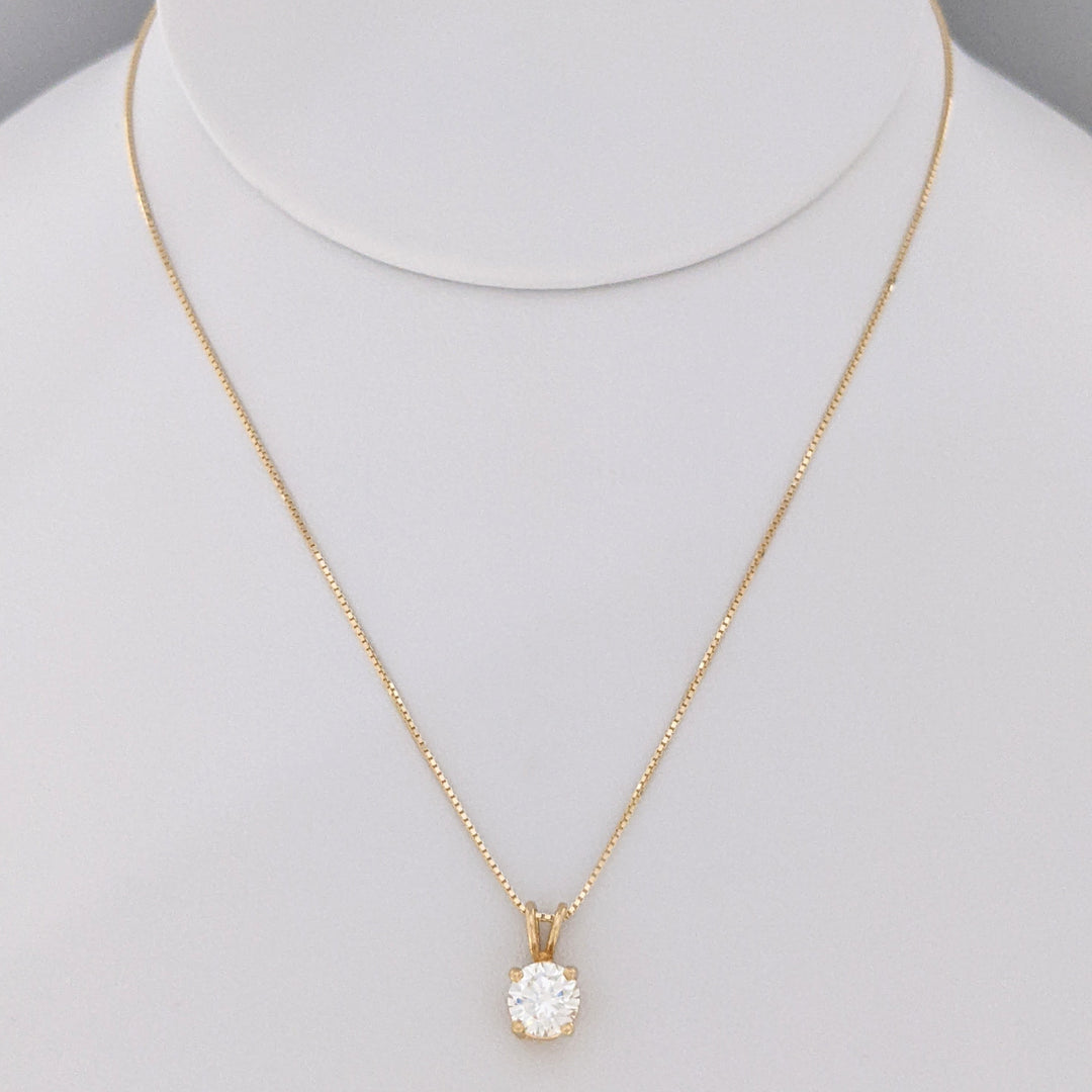 14K .78 CARAT TOTAL VVS2 H DIAMOND ROUND ESTATE SOLITAIRE PENDANT & CHAIN 3.1 GRAMS