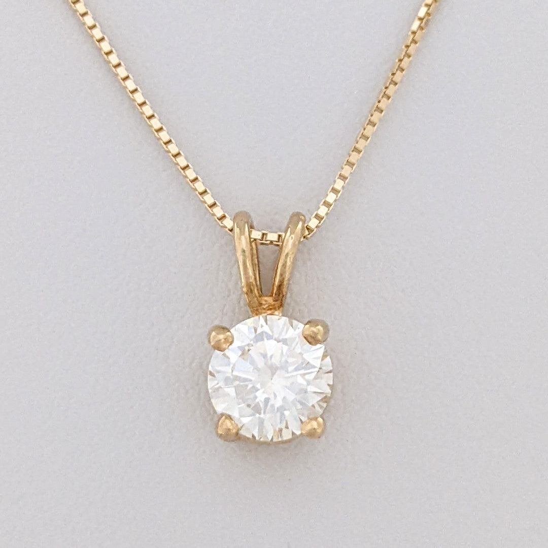 14K .78 CARAT TOTAL VVS2 H DIAMOND ROUND ESTATE SOLITAIRE PENDANT & CHAIN 3.1 GRAMS