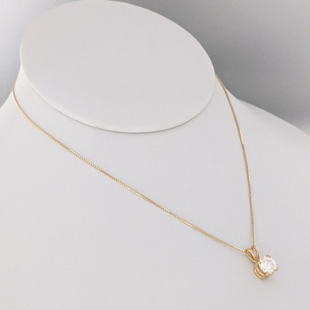 14K .78 CARAT TOTAL VVS2 H DIAMOND ROUND ESTATE SOLITAIRE PENDANT & CHAIN 3.1 GRAMS