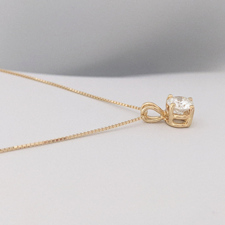 14K .78 CARAT TOTAL VVS2 H DIAMOND ROUND ESTATE SOLITAIRE PENDANT & CHAIN 3.1 GRAMS
