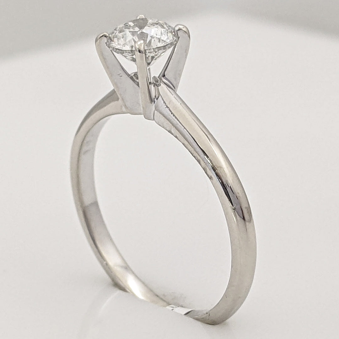 14K WHITE .61 CARAT TOTAL I1 G DIAMOND ROUND ESTATE SOLITAIRE RING 2.1 GRAMS