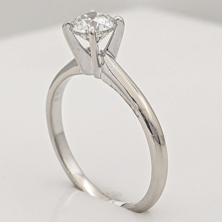 14K WHITE .61 CARAT TOTAL I1 G DIAMOND ROUND ESTATE SOLITAIRE RING 2.1 GRAMS
