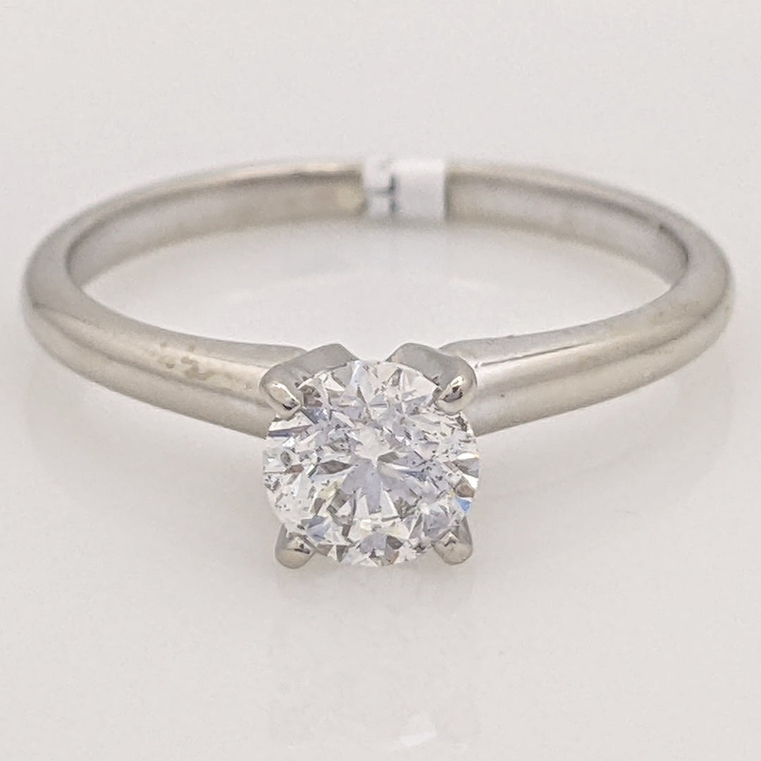 14K WHITE .61 CARAT TOTAL I1 G DIAMOND ROUND ESTATE SOLITAIRE RING 2.1 GRAMS