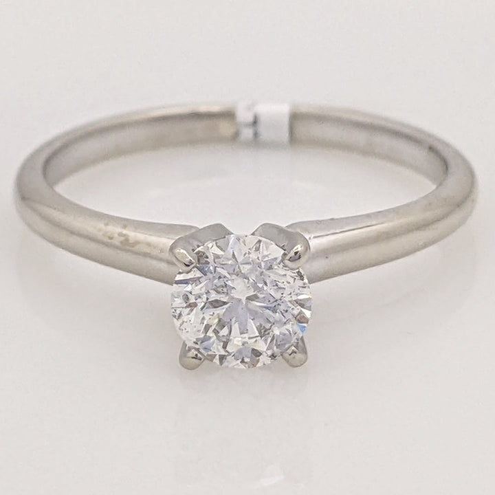 14K WHITE .61 CARAT TOTAL I1 G DIAMOND ROUND ESTATE SOLITAIRE RING 2.1 GRAMS