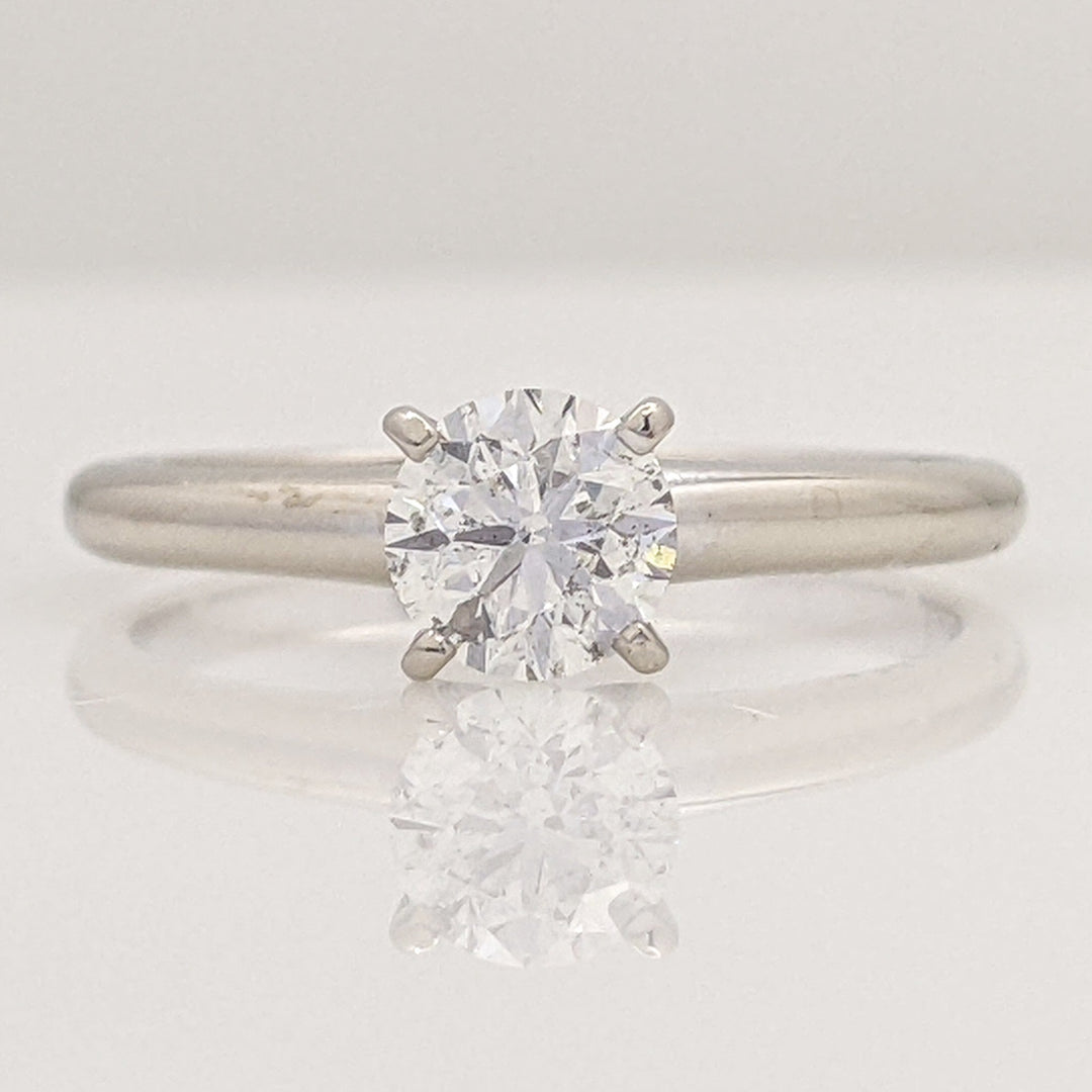 14K WHITE .61 CARAT TOTAL I1 G DIAMOND ROUND ESTATE SOLITAIRE RING 2.1 GRAMS
