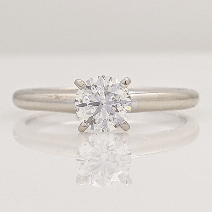 14K WHITE .61 CARAT TOTAL I1 G DIAMOND ROUND ESTATE SOLITAIRE RING 2.1 GRAMS