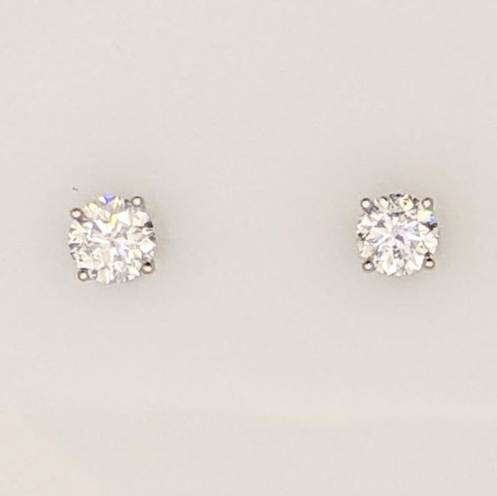 14K WHITE .51 CARAT TOTAL WEIGHT I1 F DIAMOND ROUND (2) ESTATE STUD EARRINGS 0.7 GRAMS