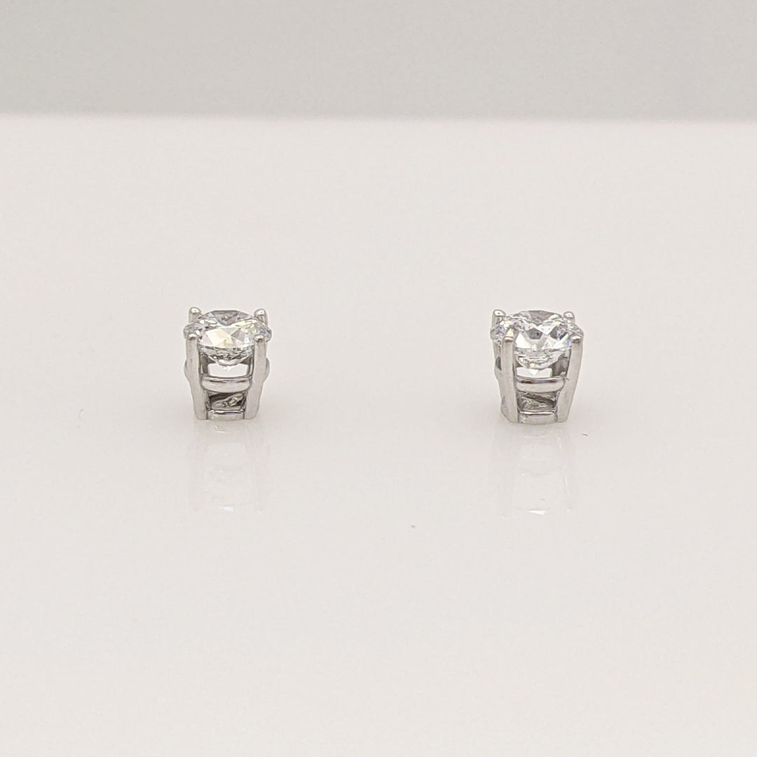 14K WHITE .51 CARAT TOTAL WEIGHT I1 F DIAMOND ROUND (2) ESTATE STUD EARRINGS 0.7 GRAMS