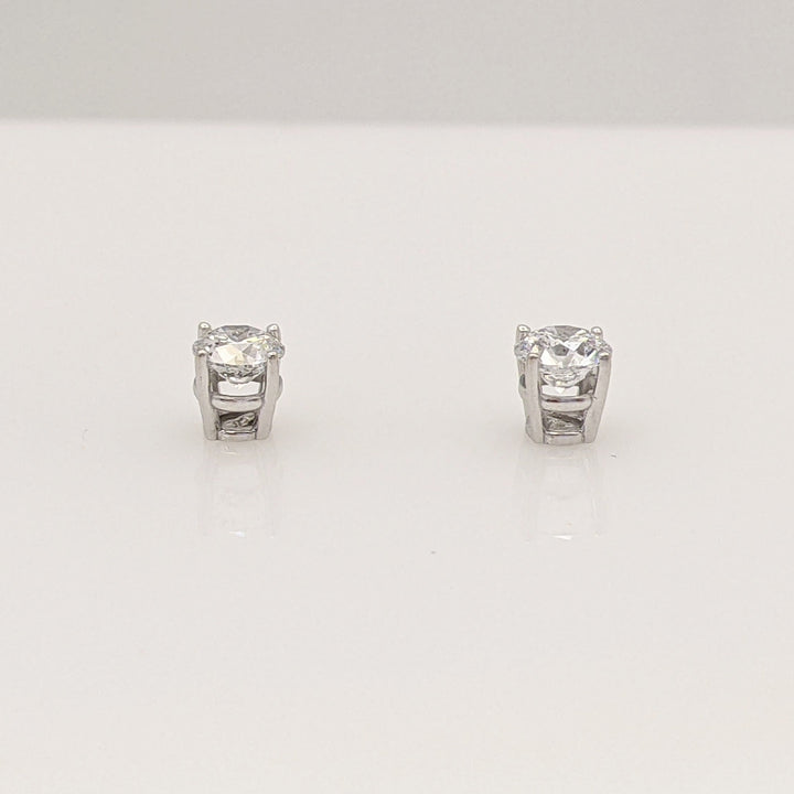 14K WHITE .51 CARAT TOTAL WEIGHT I1 F DIAMOND ROUND (2) ESTATE STUD EARRINGS 0.7 GRAMS