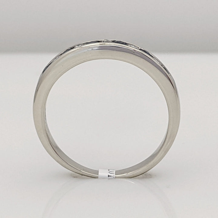 14K WHITE .10 CARAT TOTAL WEIGHT DIAMOND ROUND (5) SAPPHIRE (6) 1.7MM ESTATE CHANNEL BAND 2.8 GRAMS
