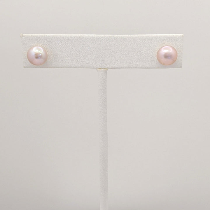 14K PINKISH PEARL ROUND 8MM (4) DROP ESTATE EARRINGS 5.5 GRAMS