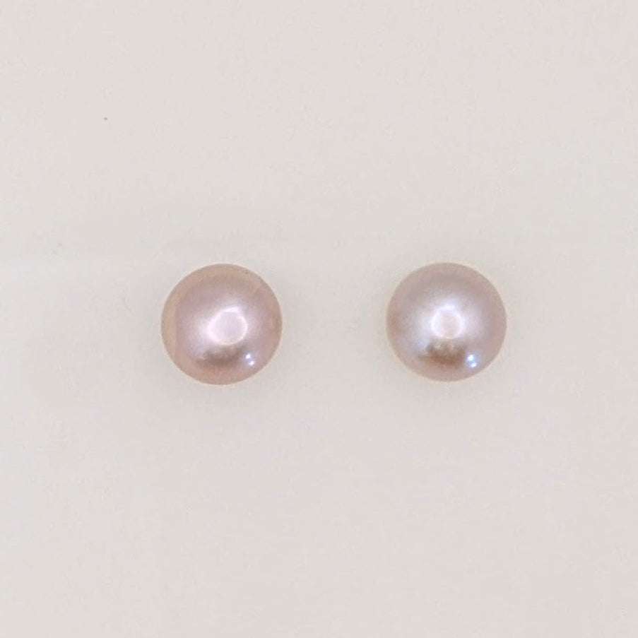 14K PINKISH PEARL ROUND 8MM (4) DROP ESTATE EARRINGS 5.5 GRAMS