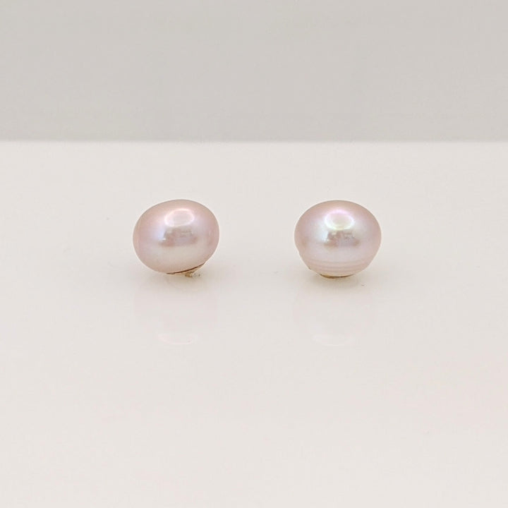 14K PINKISH PEARL ROUND 8MM (4) DROP ESTATE EARRINGS 5.5 GRAMS