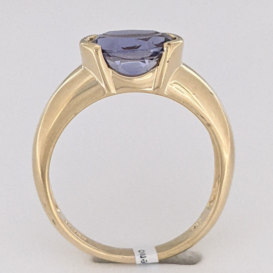 14K IOLITE OVAL 7X9 HALF BEZEL ESTATE RING 3.5 GRAMS