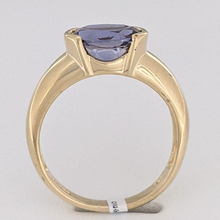 14K IOLITE OVAL 7X9 HALF BEZEL ESTATE RING 3.5 GRAMS