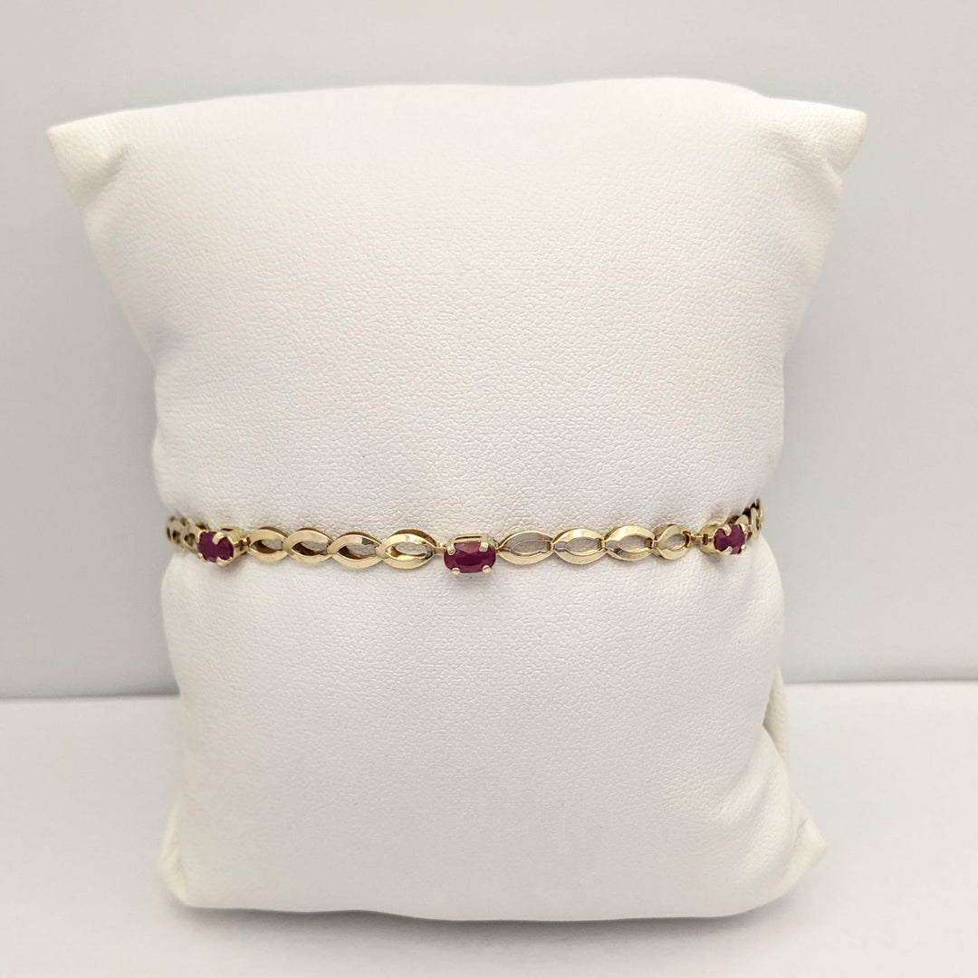 10K RUBY OVAL (5) 3X5 ESTATE BRACELET 2.7 GRAMS