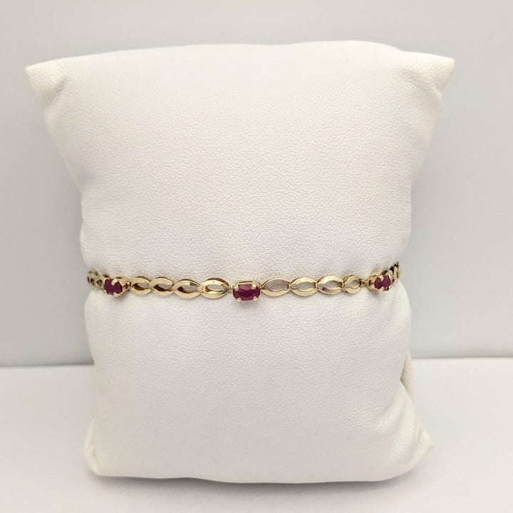 10K RUBY OVAL (5) 3X5 ESTATE BRACELET 2.7 GRAMS