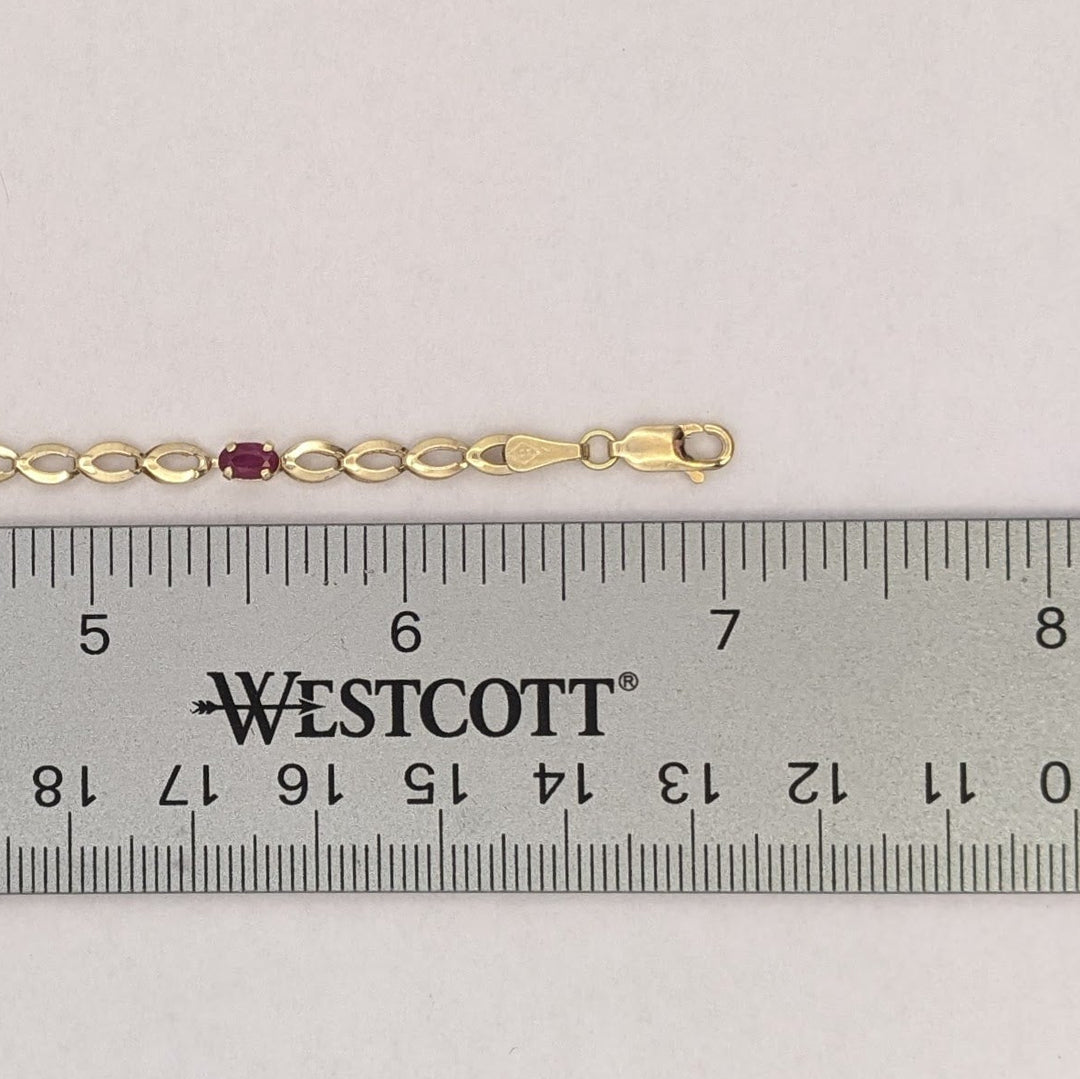 10K RUBY OVAL (5) 3X5 ESTATE BRACELET 2.7 GRAMS
