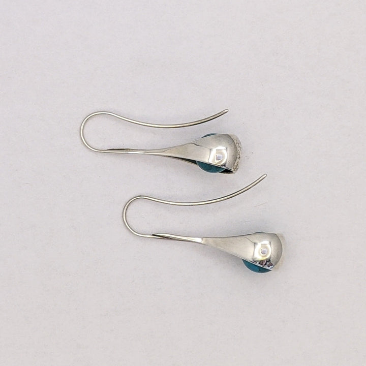 STERLING SILVER TURQUOISE BALL "ED LEVIN" DANGLE ESTATE EARRINGS 4.0 GRAMS