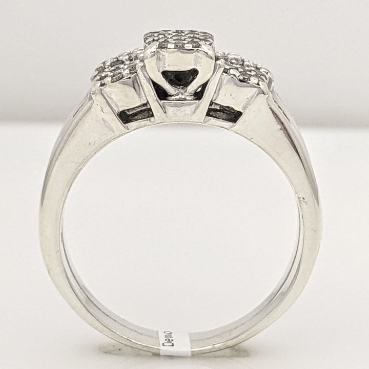 STERLING SILVER DIAMOND ROUND MELEE RING/BAND ESTATE SET 6.6 GRAMS