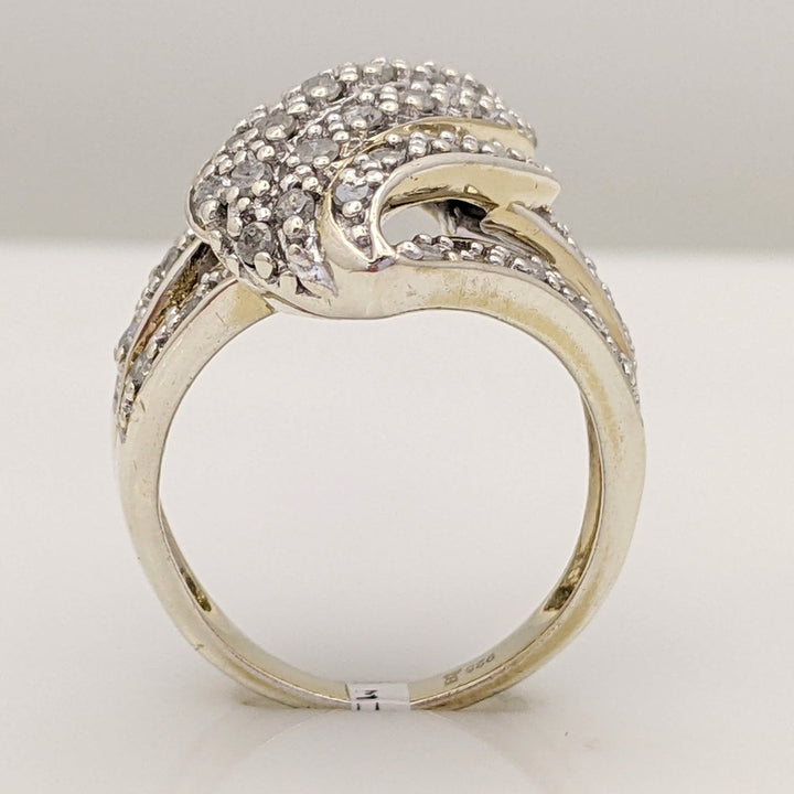 STERLING SILVER ROUND PROMOTIONAL DIAMOND CLUSTER ESTATE RING 7.0 GRAMS
