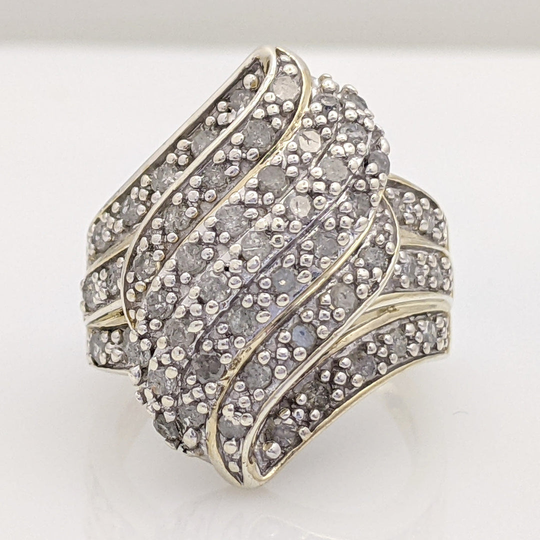 STERLING SILVER ROUND PROMOTIONAL DIAMOND CLUSTER ESTATE RING 7.0 GRAMS