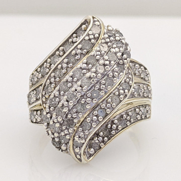 STERLING SILVER ROUND PROMOTIONAL DIAMOND CLUSTER ESTATE RING 7.0 GRAMS