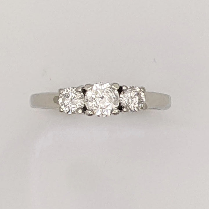 14K WHITE .70 CARAT TOTAL WEIGHT I2 I DIAMOND ROUND (3) TRINITY ESTATE RING 3.2 GRAMS