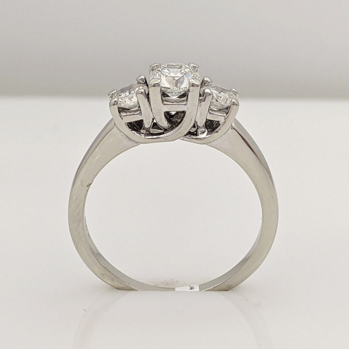 14K WHITE .70 CARAT TOTAL WEIGHT I2 I DIAMOND ROUND (3) TRINITY ESTATE RING 3.2 GRAMS