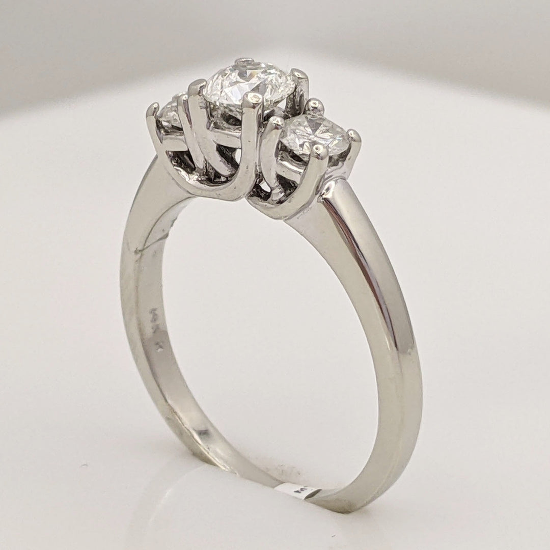 14K WHITE .70 CARAT TOTAL WEIGHT I2 I DIAMOND ROUND (3) TRINITY ESTATE RING 3.2 GRAMS