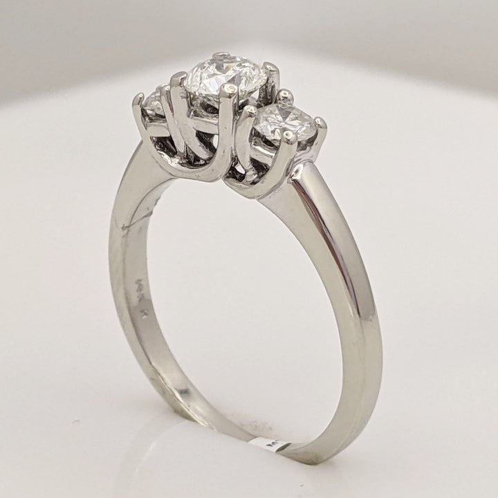 14K WHITE .70 CARAT TOTAL WEIGHT I2 I DIAMOND ROUND (3) TRINITY ESTATE RING 3.2 GRAMS
