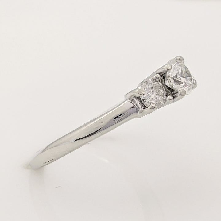 14K WHITE .70 CARAT TOTAL WEIGHT I2 I DIAMOND ROUND (3) TRINITY ESTATE RING 3.2 GRAMS